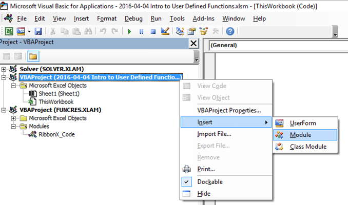 How to write visual basic code in excel